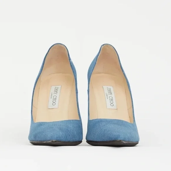 Jimmy Choo Abel Blue Denim Pointed Toe Stiletto Heel Pumps 42 - Picture 3 of 4